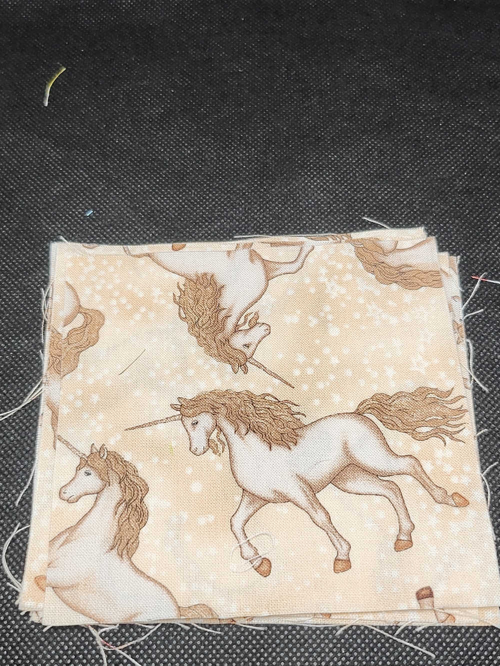 Unicorn Print Craft Fabric Square - Beige Unicorn Pattern